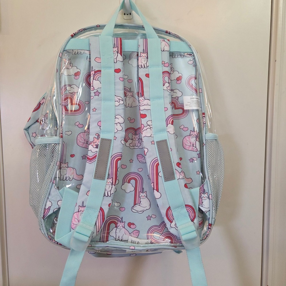 Wonder Nation 4-Piece Caticorn Rainbow Backpack Set 17 Inch Blue NEW - Picture 3 of 7